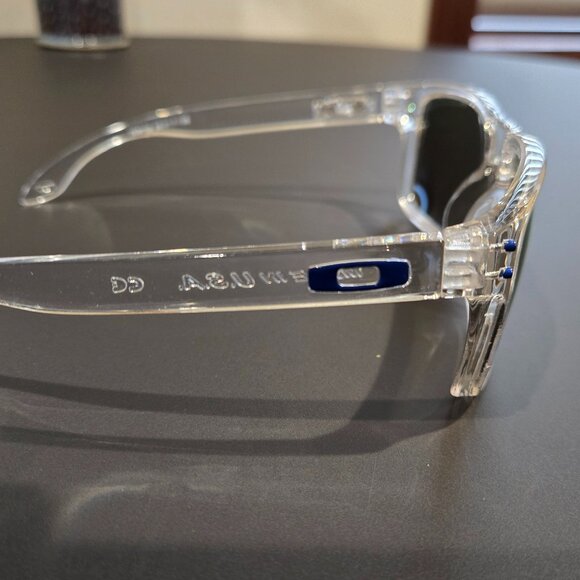 Oakley Holbrook Polarized Square Frame Sunglasses - Clear Frame / Blue Lens - Picture 10 of 14